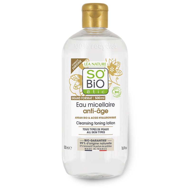 Agua Micelar antiedad acido hialuronico y argan bio 500 ml de Sobio Etic cosmetica limpia piel maquillaje Agua Micelar antiedad acido hialuronico y argan bio 500 ml de Sobio Etic cosmetica limpia piel maquillaje