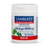 Ginkgo Biloba 6000mg 60 comprimidos Lamberts alta absorcion ayuda memoria circulacion cerebro sistema nervioso salud auditiva y visual antioxidante