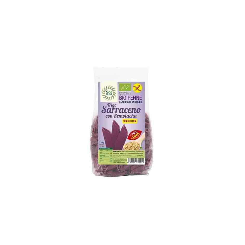 penne de trigo sarraceno remolacha y lino sin gluten 250 g sol natural