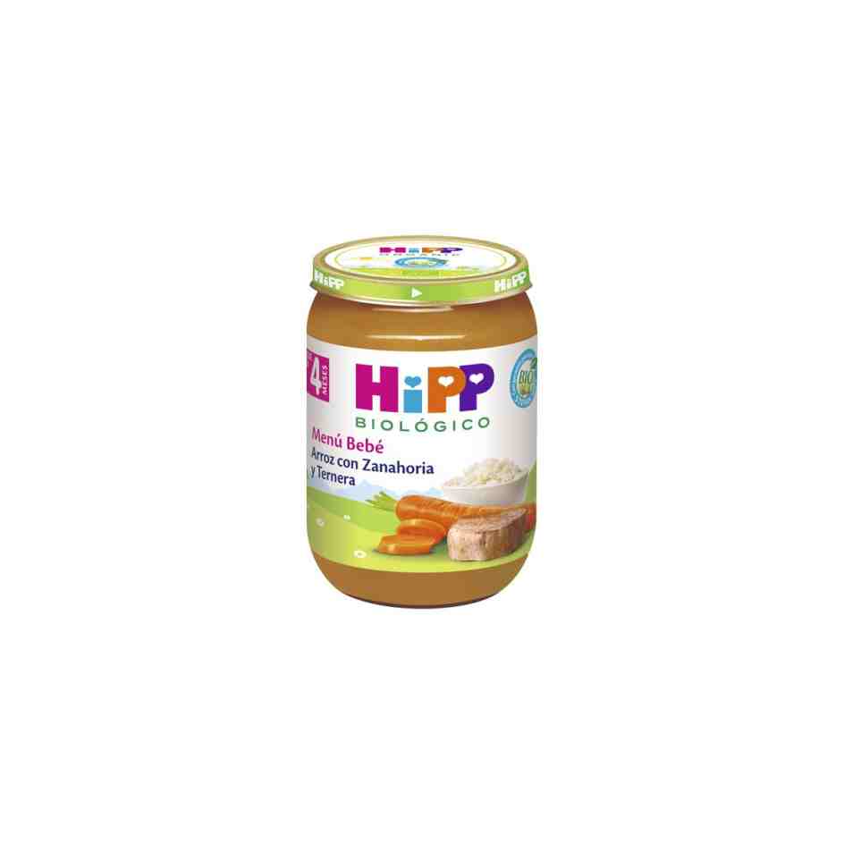potito de arroz con zanahoria y ternera bio 4m 190g hipp
