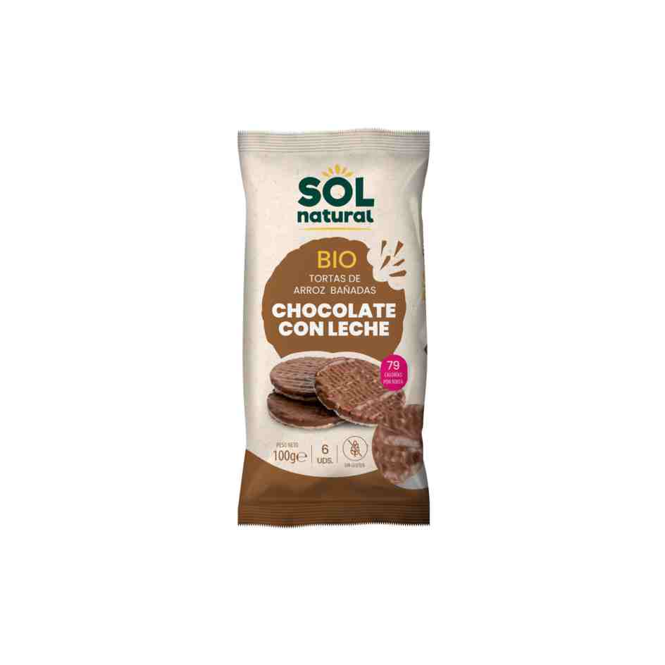 tortitas de arroz chocolate con leche bio 100 g sol natural