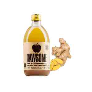 vinagre de sidra de manzana con jengibre y curcuma sin filtrar bio 500ml rawsome